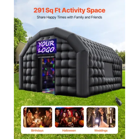 VEVOR Inflatable Nightclub, 5.4 x 5 x 4.2 m Inflatable Party Tent with 680W Blower & Sandbag, Ventilated Blow up Night Club with