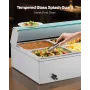VEVOR Commercial Food Warmer, 1500W Electric Stainless Steel Steam Food Warmer with Glass Cover, 6 x 1/2 Size Pans Buffet Bain M
