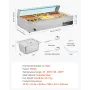 VEVOR Commercial Food Warmer, 1500W Electric Stainless Steel Steam Food Warmer with Glass Cover, 6 x 1/2 Size Pans Buffet Bain M