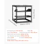 VEVOR 10U Open Frame netværksrack, 585 mm dybde, vægmonteret eller gulvstående serverrack, Heavy Duty 4 stolpe, med ventileret