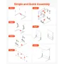C Table, Folding C Shaped End Table with Metal Frame & Adjustable Feet, Foldable C Shaped Side Table for Living Room Bedroom Off