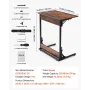 VEVOR C Table, Folding C Shaped End Table with Metal Frame & Adjustable Feet, Foldable C Shaped Side Table for Living Room Bedro