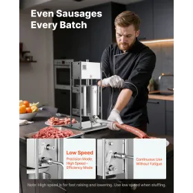 VEVOR Manual Sausage Stuffer, 22 LBS / 10 L Vertical Meat Stuffer, Dual-Speed Sausage Casing Meat Filling Machine, Stainless Ste