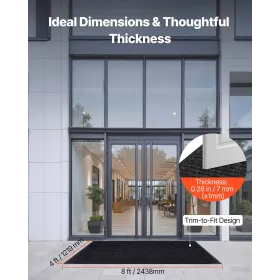 VEVOR Front Door Mat, 2438 x 1219 mm Commercial Floor Mat for Indoor and Outdoor, Stylish Striped Industrial Carpet with PVC Bac