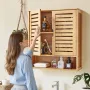 Bathroom Wall Cabinet, 2 Doors and Adjustable Shelf, Over the Toilet Storage Medicine Cabinet Wall Mounted, Hanging Organizer wi