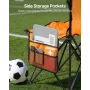 Portable Folding Bench, 6 Seat Foldable Soccer Bench with Side Pockets and Carrying Bag, Lightweight Sideline Seating with Back 