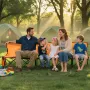 Portable Folding Bench, 6 Seat Foldable Soccer Bench with Side Pockets and Carrying Bag, Lightweight Sideline Seating with Back 