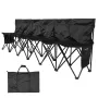 Portable Folding Bench, 6 Seat Soccer Bench with Multiple Storage Pockets & Carrying Bag, Lightweight Sideline Seating with Back