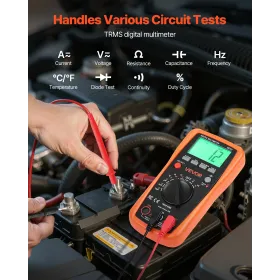 VEVOR Digital Multimeter, 4000-Count TRMS DC/AC Voltmeter Current Tester, Auto-Ranging Multimeter for Current Voltage Resistance