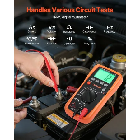 VEVOR Digital Multimeter, 4000-Count TRMS DC/AC Voltmeter Current Tester, Auto-Ranging Multimeter for Current Voltage Resistance
