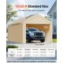 VEVOR Carport Replacement Canopy, 3 x 6 m Potable Garage Tent Top Tarp with Sidewalls, UV-Resistant & Waterproof, Heavy Duty Car