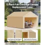 Carport Replacement Canopy, 3 x 6 m Potable Garage Tent Top Tarp with Sidewalls, UV-Resistant & Waterproof, Heavy Duty Car Shelt
