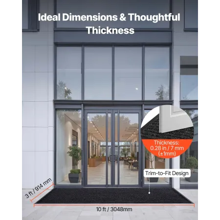 VEVOR Front Door Mat, 3048 x 914 mm Commercial Floor Mat for Indoor and Outdoor, Stylish Striped Industrial Carpet with PVC Back