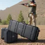 Hard Rifle Case, Lockable Rifle Case with Pre-cut Foams, 1320 mm Gun Storage with Wheels, Heavy Duty IP67 Waterproof & Dustproof