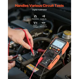 Digital Multimeter, 4000-Count TRMS Voltmeter Ohmmeter, 1000V AC/DC Voltage Tester with Switchable Auto/Manual Range for V