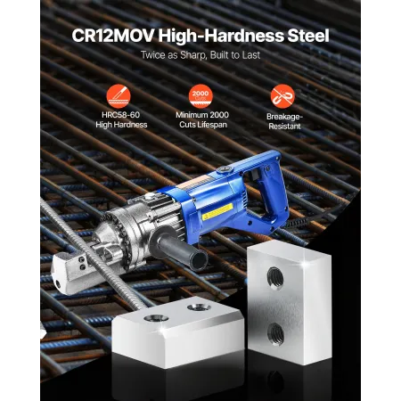 VEVOR Rebar Cutter Blades, 6 Pcs Replacement Jaw Blades for 1-1/4 Inch 32mm 10 Electric Rebar Cutter, Double-sided, CR12MOV High