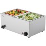 COMMERCIAL ELEKTRISK FOOD VARMER 2-PAN BOLDTOP BUFFET 17L BAIN MARIE