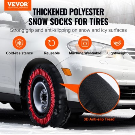 2PCS Thickened Snow Socks for Tires Snow Traction Tire Cover-Extra Large