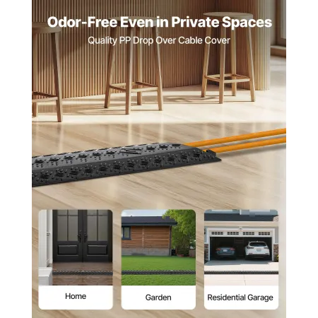 VEVOR Drop Over-kabelafdækning, 7.938 kg/akselbelastningskapacitet, Heavy Duty Kabelslangebeskytterrampe, Gulvsnorafdækning,