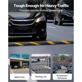 VEVOR 1830MM Rubber Speed Bump, 2 Channel, Heavy Duty Traffic Speed Hump, 9,979 kg/axle Load Capacity, Cable Protector Ramp with