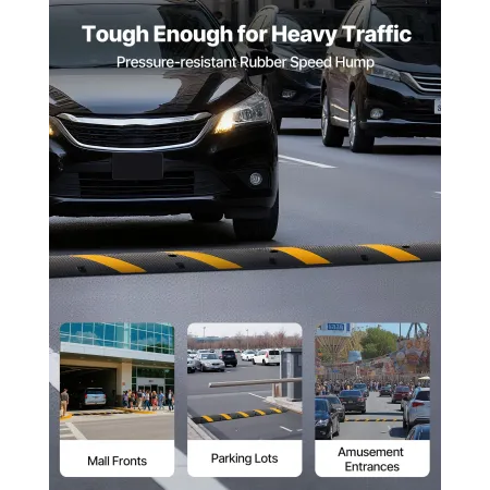VEVOR 1830MM Gummi Speed ​​Bump, 2 Kanal, Heavy Duty Trafik Speed ​​Bump, 9.979 kg/aksel bæreevne, kabelbeskytter rampe med