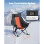 VEVOR Heated Camping Chair, 3 Heating Settings, Large-Sized Padded Folding Rocker, Heavy Duty Outdoor Lawn Chairs with Pocket & 