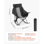 VEVOR Heated Camping Chair, 3 Heating Settings, Large-Sized Padded Folding Rocker, Heavy Duty Outdoor Lawn Chairs with Pocket & 