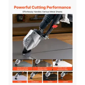 VEVOR Metal Shear/Cutter Drill Attachment, Sheet Metal Cutter with 360-Degree Pivoting Head, Sharp Blades,Ideal for 1.22 mm Galv