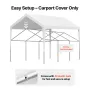 VEVOR Carport Replacement Canopy, 3.6 x 6 m Potable Garage Tent Top Tarp, UV-Resistant & Waterproof Car Shelter Tarp, Heavy Duty