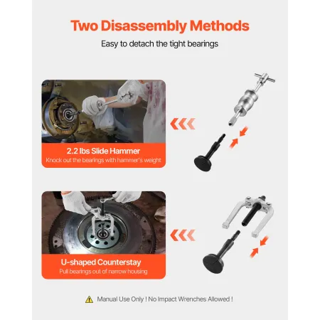 VEVOR Blindhulslejetrækkersæt, 16-i-1 indre lejeløbs- og tætningsudtrækssæt, 16 STK Slide Hammer Pilot Insert Indre I