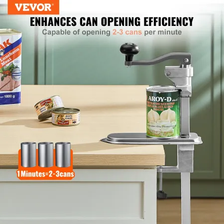 VEVOR Commercial Can Opener, Heavy-Duty Manual Tabletop Cans Opener for Cans Up to 300 mm Height, Height-Adjustable Can Openers 