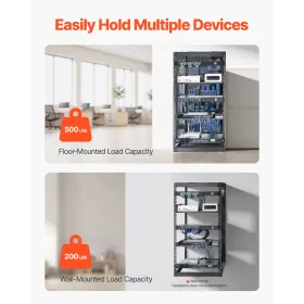 20U Open Frame Network Rack, 585 mm Depth, Wall Mounted or Floor Standing Server Rack, Heavy Duty 4 Post, with Vented Shelves & 