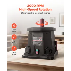 VEVOR Oscillating Spindle Sander, 2000RPM Benchtop Spindle Sander with 6 Sleeves (12.7–76.2 mm), 15 mm Stroke & Dust Connection 