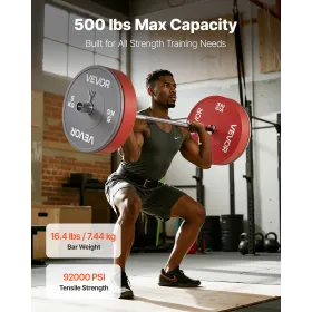 VEVOR 4FT Barbell Bar, Fits 2-Inch Weight Plates, Chrome Plated Barbell Bar with Knurled Grip for Strength Training, Weightlifti