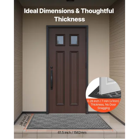 VEVOR Front Door Mat, 1562 x 914 mm Commercial Floor Mat for Indoor and Outdoor, Modern Stylish Carpet with TPE Backing, Heavy D