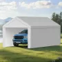 VEVOR Carport Udskiftning Baldakin, 6 x 4 m Drikkegarage telttop presenning med sidevægge, UV-resistent og vandtæt, tung bil