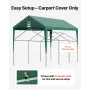 Carport Replacement Canopy, 3 x 6 m Potable Garage Tent Top Tarp, UV-Resistant & Waterproof Car Shelter Tarp, Heavy Duty Car Por