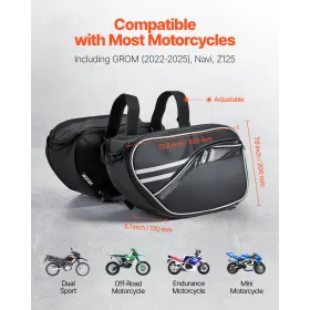 Motorcycle Saddlebag, 30 L (15 L x 2) Large Capacity Side Saddle Bag with Waterproof Rain Cover and Straps, Compatible with Most