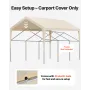 Carport Replacement Canopy, 3.6 x 6 m Potable Garage Tent Top Tarp, UV-Resistant & Waterproof Car Shelter Tarp, Heavy Duty Car P