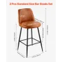 Bar Stool Set of 2, 69cm Counter Height Swivel Stools, Modern PU Leather Counter Barstool with Backrest and Metal Legs, Armless 