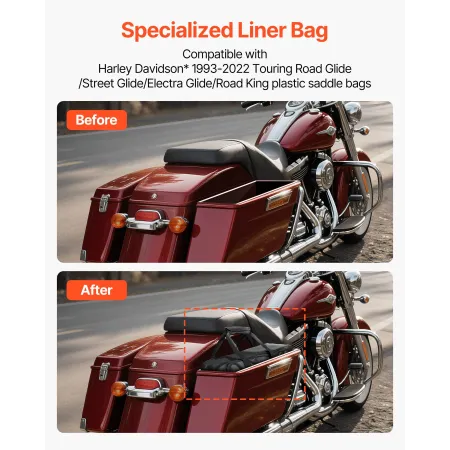 VEVOR Motorcycle Saddlebag Liner Bag, 18 L Insert Storage Travel Luggage Bag Organizer, Compatible with Harley Davidson 1993-202