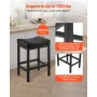 barstol sæt med 2, PU-læder taburetter i modhøjde, 62 cm