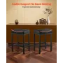 Bar Stool Set of 2, PU Leather Counter Height Stools, 62cm Barstool with Saddle-Seat and Metal Legs, Easy Assembly Backless Bar 