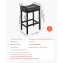 Bar Stool Set of 2, PU Leather Counter Height Stools, 62cm Barstool with Saddle-Seat and Metal Legs, Easy Assembly Backless Bar 