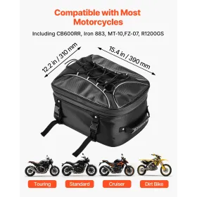 Motorcykelhaletaske, 22-34 L udvidelig motorcykelbagsædetaske