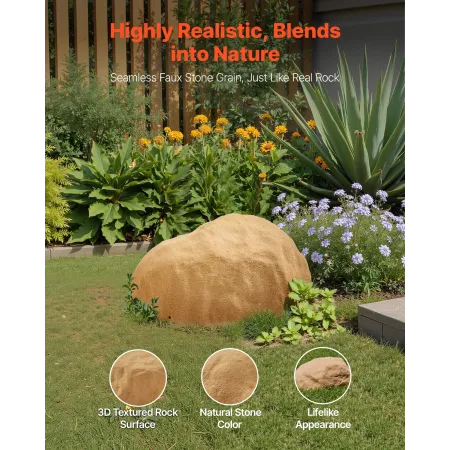 Faux Rock Cover, Outdoor Fake Rock Well Pump Cover, Realistic Natural Texture, Lightweight & Weather-Resistant Artificial Boulde