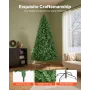 Christmas Tree, 2.2m Artificial Xmas Tree, Full Holiday Decor Trees with 1346 Branch Tips & Sturdy Metal Base for Home Party Off