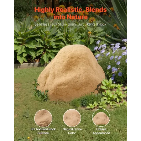 VEVOR Faux Rock Cover, Udendørs Fake Rock Well Pump Cover, Realistisk Naturlig Tekstur, Let og vejrbestandig Polyresin A