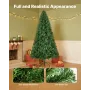 VEVOR Christmas Tree, 1.8m Artificial Xmas Tree, Full Holiday Decor Trees with 1250 Branch Tips & Sturdy Metal Base for Home Par