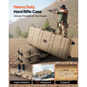 VEVOR Hard Rifle Case, Lockable Rifle Case with Pre-cut Foams, 1016 mm Gun Storage with Wheels, IP67 Waterproof & Dustproof Mova